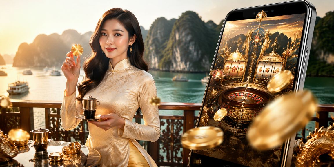 Người dùng truy cập e28bet trên mobile tại Hạ Long Bay