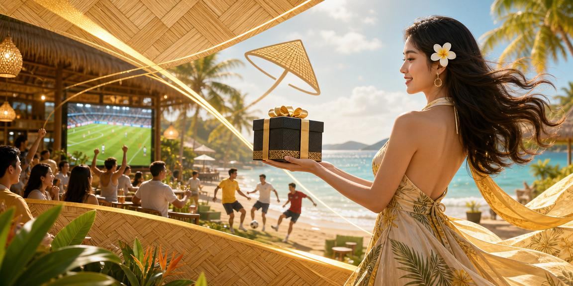 Người chơi tại Phú Quốc đặt cược bóng đá trực tuyến với nón lá truyền thống